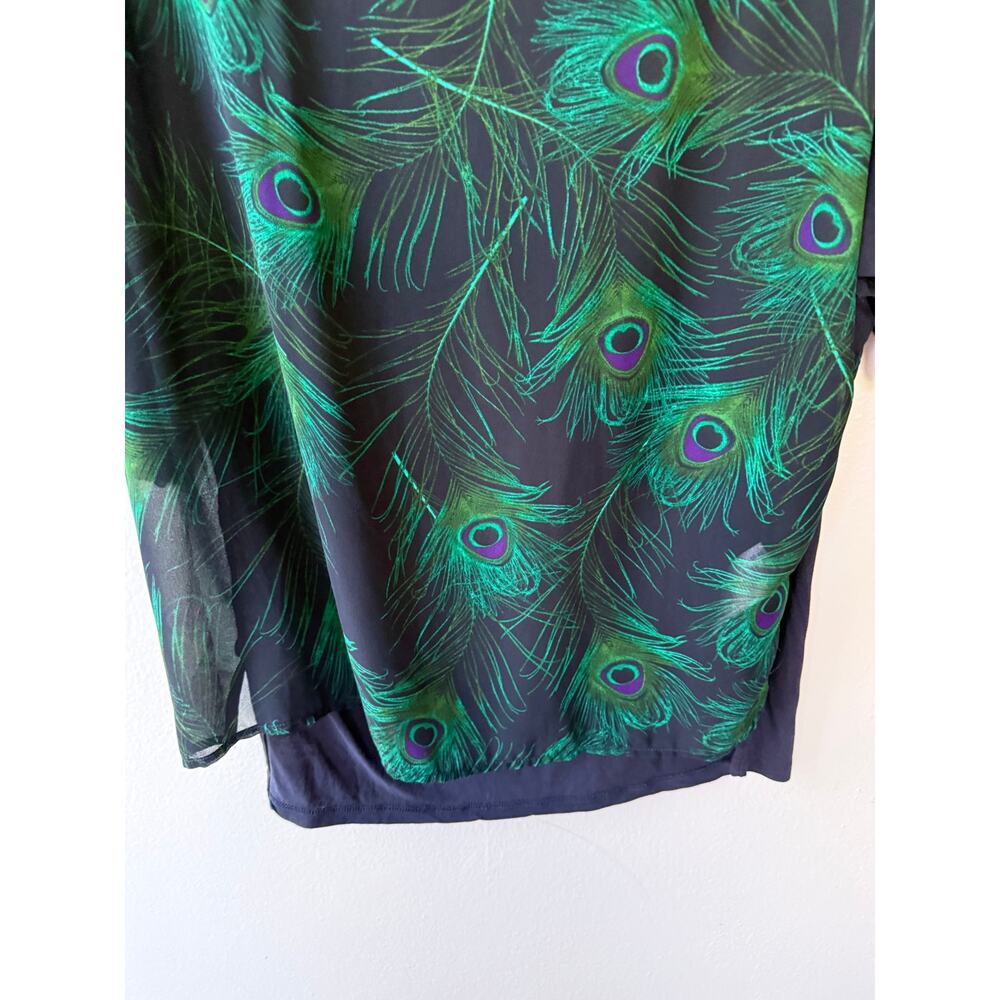 Michael Kors Women’s Medium Peacock Feather Print Dolman Sleeve Top - Picture 5 of 13